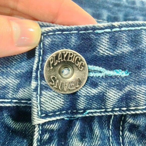 Vtg Y2K Play Bigg Mens Jean shorts Jorts Baggy Wide Leg Skater Jeans Den… - Picture 3 of 8